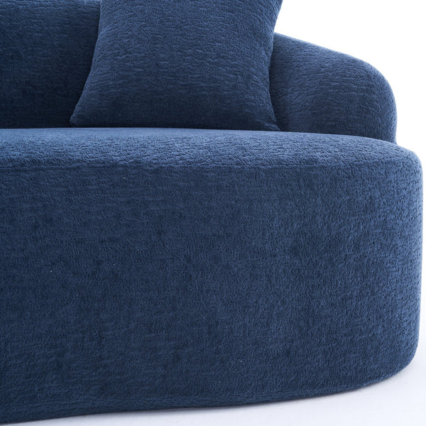 English Elm Compression Compression Sponge Sofa Curved Modular Sectional with 30D High-Density Chenille Sleeper for Cozy Apartment Living Room Comfort and Safe Rounded Design Navy Blue W2231S00030