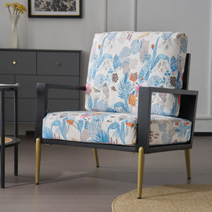 English Elm Christopher Knight Home® - Floral Velvet Accent Chair with Removable Washable Cover, Plush 5.51" Cushions & Gold Legs for Living Spaces N817P237961B