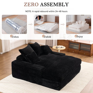English Elm 028dr-oversized Corduroy Chaise Lounge Sleeper Chair Xxl Seat for Studio Living Black W527S00007