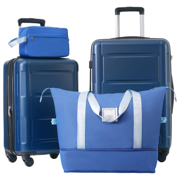 English Elm 2 Piece Abs Hard Shell Spinner Luggage Set with Tsa Lock Expandable Travel Suitcases Blue N732P198744C