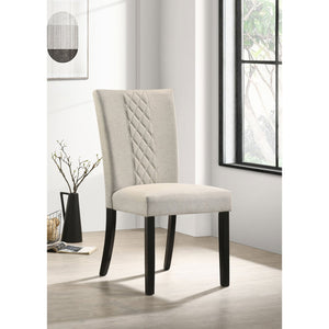 English Elm Modoc Beige Fabric Dining Chairs with Cross-hatch Back and Black Legs Set of 2 B062P447807