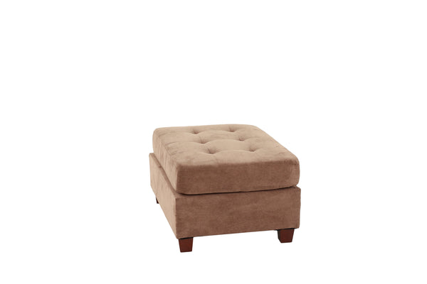 English Elm Cocktail Waffle Suede Ottoman in Truffle with Tufted Cushion, Plush 36"x26"x20" Accent Seat Hardwood Base B01152305