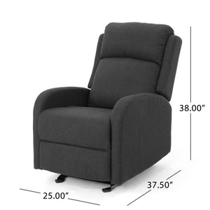 English Elm Christopher Knight Home® - 25" Plush Waterfall Backrest Manual Rocker Recliner with Curved Arms and Smooth Lever Recline Dark Gray 62805.00DGRY