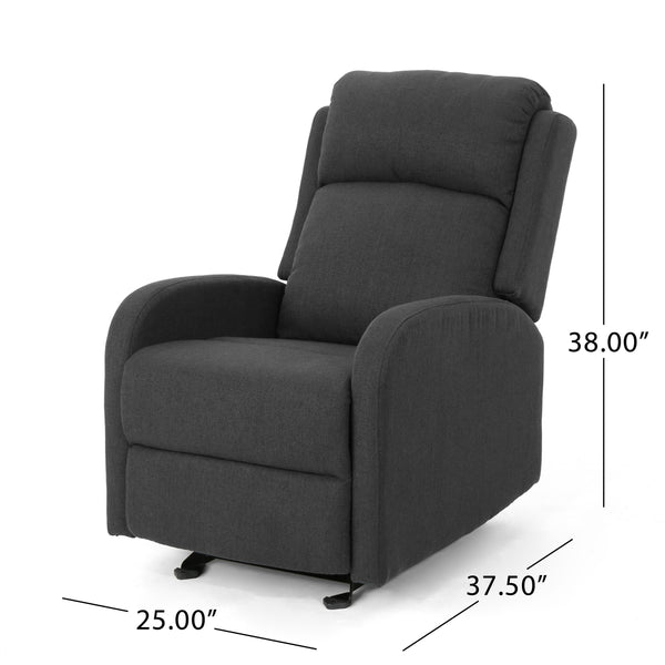 English Elm Christopher Knight Home® - 25" Plush Waterfall Backrest Manual Rocker Recliner with Curved Arms and Smooth Lever Recline Dark Gray 62805.00DGRY