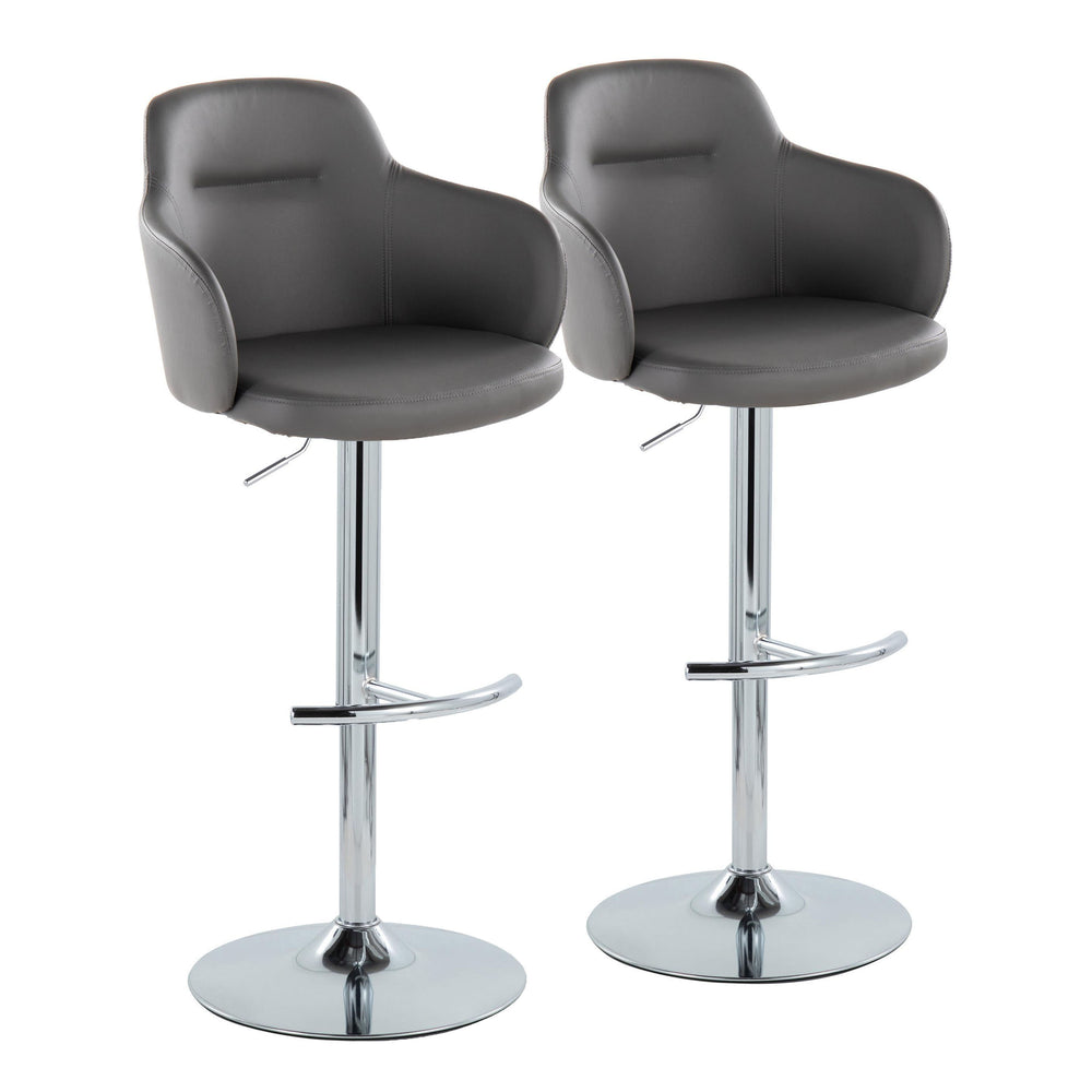English Elm Boyne Adjustable Barstool Set Of 2: Stylish Grey Faux Leather With Chrome Base & 360° Swivel Comfort B202S00748