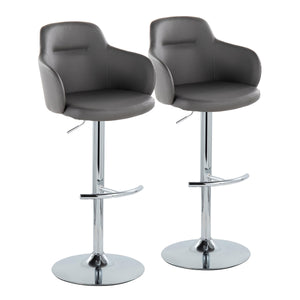 English Elm Boyne Adjustable Barstool Set Of 2: Stylish Grey Faux Leather With Chrome Base & 360° Swivel Comfort B202S00748