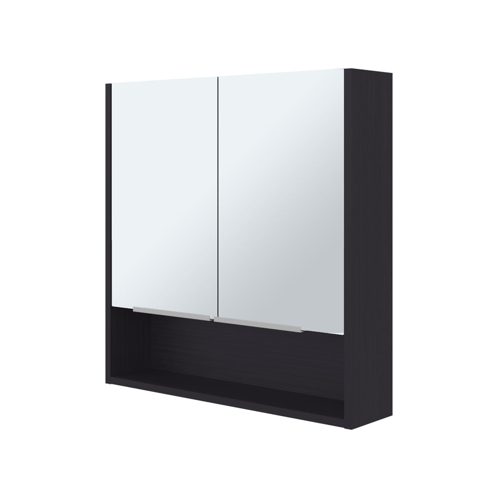 English Elm Medicine Cabinet With Mirror, Open Shelf & 3 Interior Shelves - Stylish Black Storage Solution! B097133184