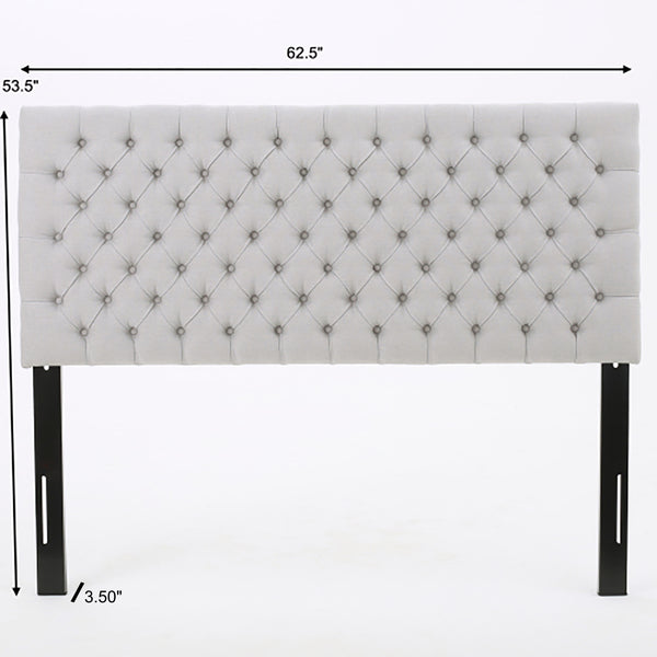 English Elm Christopher Knight Home® - Tufted Upholstered Queen Size Headboard with Button Detail, Adjustable Height, Velvet Finish, Modern Appeal LIGHT GREY 55444.00LGRY