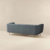 English Elm Ashcroft Furniture - Lamattina Genuine Italian Blue Leather Channel Tufted Sofa