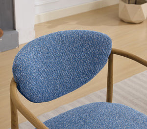 English Elm Beige Woven Fabric Dining Chair Set of Two with Wood Grain Iron Frame for Any Room W3149S00001
