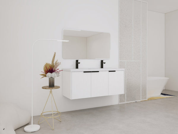 English Elm 48" Modern Wall-Mounted Bathroom Vanity With Resin Double Sink & Soft-Close Doors For Stylish Storage P2 W999S00352-GIGA