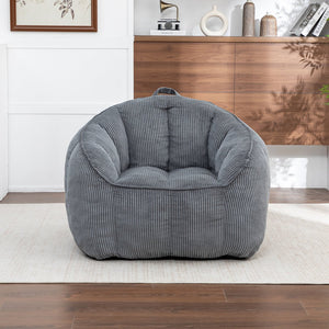 English Elm Giant Corduroy Bean Bag with Armrests Shredded Foam Lounge Chair for Living Room Dark Gray W2200P442623