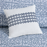 Madison Park Signature Harmony Transitional 4 Piece Oversized Reversible Matelasse Quilt Set with Throw Pillow MPS13-501 Blue