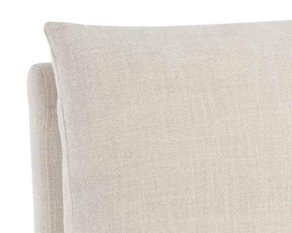 Sunpan Glenrose Elegant Wheeled Dining Armchair - Classic Comfort with Feather-Filled Cushions for Style Effie Linen