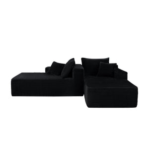 English Elm 75" Cloud Sectional with Double Chaise Deep Seat Plush Upholstered Modern Lounge Sofa W3975S00052