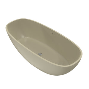 English Elm 66.9 Inch Stone Resin Freestanding Soaking Tub Matte Khaki Spa Bathtub W1613P381035