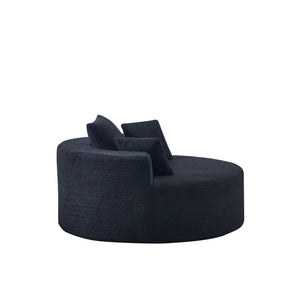 English Elm 55"l Teddy Fleece Round Chaise Chair Plush Foam Seating for Modern Living Rooms Black W1669P368466