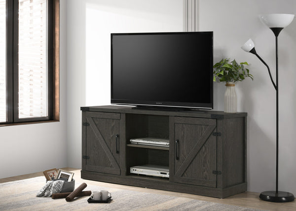 English Elm Salerno Farmhouse Media Console with Barn Doors Open Shelves and Cable Management B2749P413246