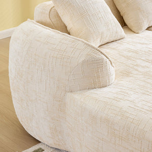 English Elm Beige Chenille L-shaped Sectional Sofa with Chaise Deep Seating and Curved Armrests Beige W3612S00017