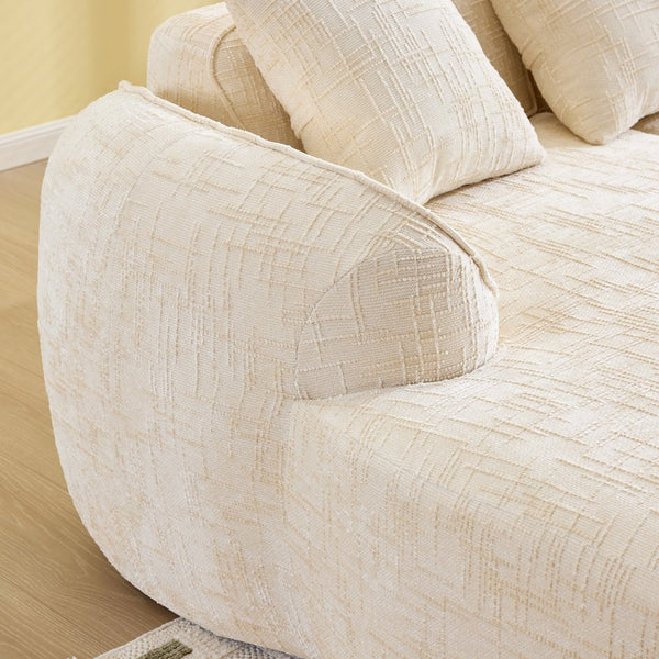 English Elm Beige Chenille L-shaped Sectional Sofa with Chaise Deep Seating and Curved Armrests Beige W3612S00017