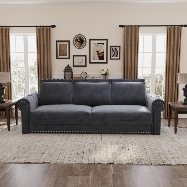 English Elm Chesterfield Sofa - 3-In-1 Velvet Sleeper Bed With Nailhead Trim, Perfect For Living Room & Guests! W1885S00098