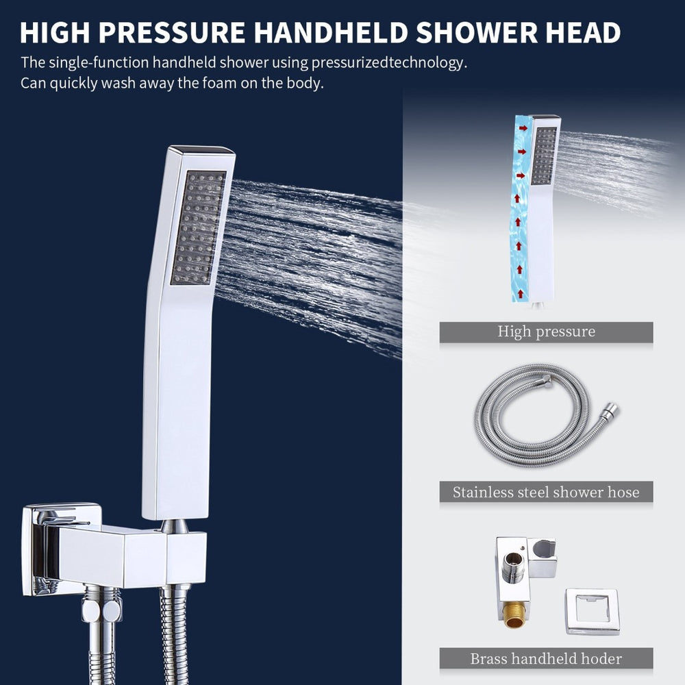 English Elm Shower System - Chrome Wall-Mounted Faucet Combo With 10" Rainfall Head & Handheld Sprayer Set T3177P269095-GIGA