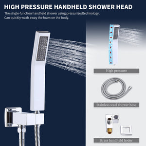 English Elm Shower System - Chrome Wall-Mounted Faucet Combo With 10" Rainfall Head & Handheld Sprayer Set T3177P269095-GIGA
