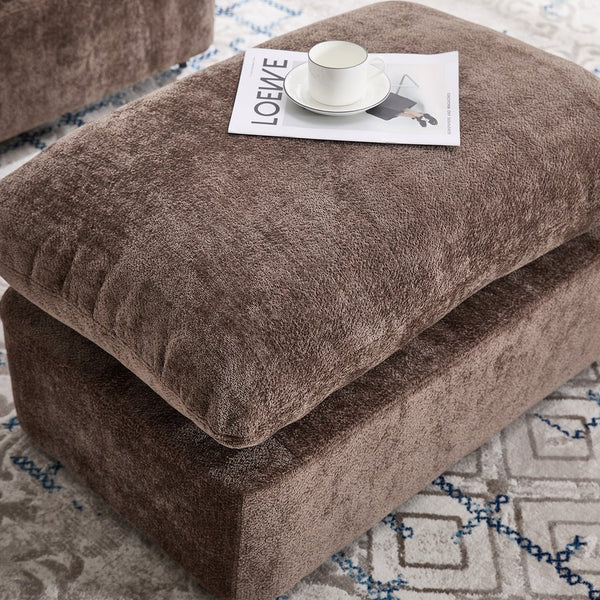 English Elm 360° 360 Swivel Oversized Chenille Armchair with Pocket Spring Seat and Three Throw Pillows Brown W1361S00090