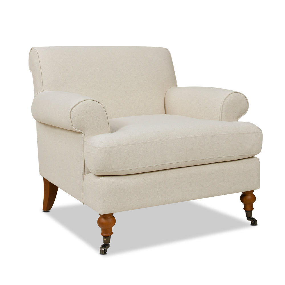 English Elm Jennifer Taylor Home - Alana 38" Lawson Accent Arm Chair With Metal Casters - Elegant Light Beige Linen Upholstery B2719P238305