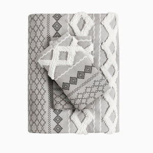 English Elm King/Cal King Imani Cotton Duvet Cover Set with Tufted Chenille Geometric Print, OEKO-TEX Certified Comfort and Style B03596476