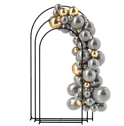 English Elm Balloon Arch Backdrop Stand Set of 3 Graduated Metal Frames for Wedding Decor Black T3971P423829