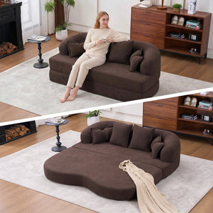 English Elm (old Sku W2231p392100) Chenille Sleeper Sofa Foldable Convertible Loveseat with Four Pillows Brown W2231P466739
