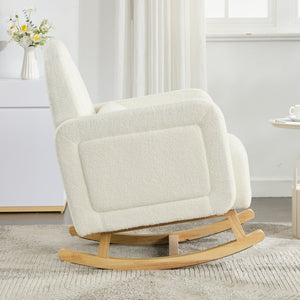 English Elm Christopher Knight Home® - Accent Rocking Chair In Cream Teddy Velvet - Ergonomic Design, Gentle Rocking, Ultimate Comfort! N765P263907W