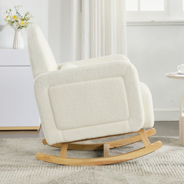 English Elm Christopher Knight Home® - Accent Rocking Chair In Cream Teddy Velvet - Ergonomic Design, Gentle Rocking, Ultimate Comfort! N765P263907W