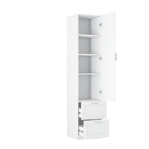 English Elm Standard Freestanding Pantry Cabinet Tall White Kitchen Storage with Drawers and Shelves W331P373802