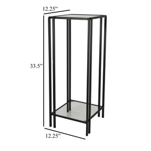 English Elm Buckley Black Metal Plant Stand with Mirrored Shelves for Glam Living Room Decor B056P416941