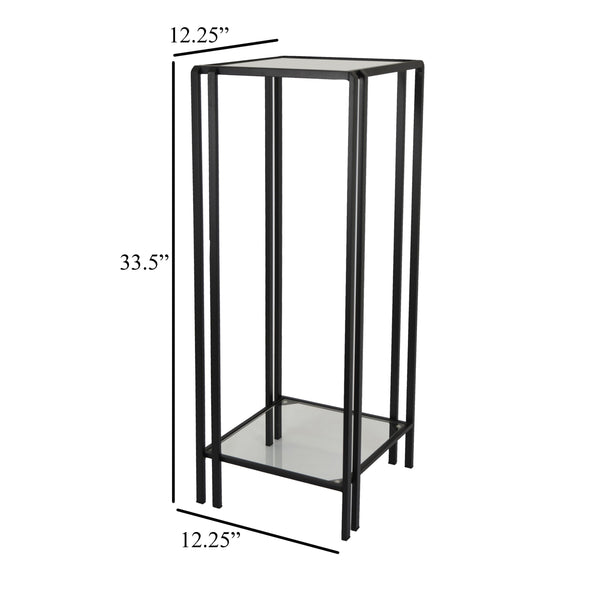 English Elm Buckley Black Metal Plant Stand with Mirrored Shelves for Glam Living Room Decor B056P416941
