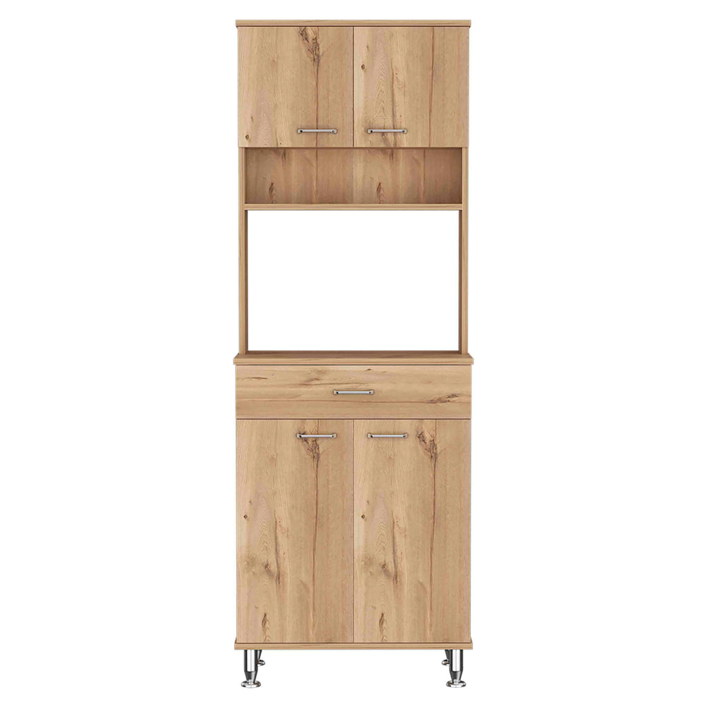 English Elm Della 60" Kitchen Pantry Cabinet - Light Oak With Countertop & Versatile Storage For Small Spaces B07091842