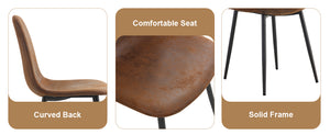 English Elm Table Set Modern Round 42 Inch Wood Grain Glass Inset with 4 Fabric Chairs for Dining W1151S04477