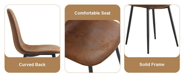 English Elm Table Set Modern Round 42 Inch Wood Grain Glass Inset with 4 Fabric Chairs for Dining W1151S04477