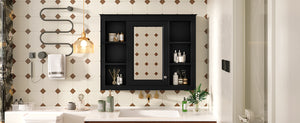 English Elm 35'' Modern Wall-Mounted Medicine Cabinet With Mirror, 6 Shelves & Towels Rod For Effortless Storage N710P236930B