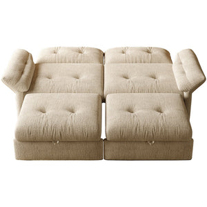 English Elm This Chenille Convertible Sofa Bed Seats Three and Unfolds Flat for Guests Easily Beige W3820S00045