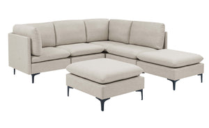 English Elm Linen Upholstered Modular Sectional Sofa with Tall Black Metal Legs for Open Living Almond B2748S00185
