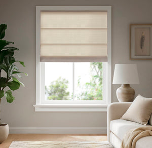 English Elm 1PC Cordless Roman Blind 27x64" Galen Matte Fabric Blackout Polyester Window Panel, Durable Coating Ivory 4.96 L x 9.25 W x 8.07 H B035P341196