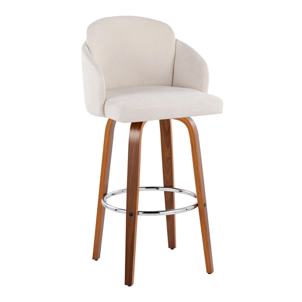 English Elm Fixed-height Swivel Barstools Velvet Seat Walnut Legs Chrome Footrest Set 2 B202S01899