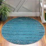 Unique Loom Oasis Calm Machine Made Abstract Rug Blue, Navy Blue/Ivory 7' 1" x 7' 1"