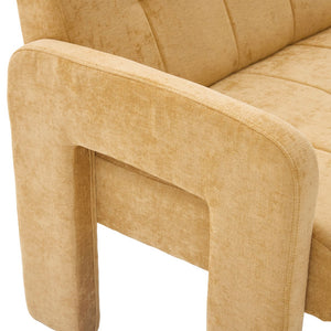 English Elm Nordic Ergonomic Double Armchair Upholstered Chenille Two-Seater Sofa 550lb Capacity Compact Lounge Chair Yellow W395P380536