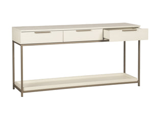 Sunpan Rebel Console Table: Modern Charcoal Oak Design with Soft Close Drawers and Stylish Gold Accents Champagne Gold / Cream