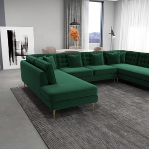 English Elm Brooke Velvet U-shaped Sectional Sofa with Block Legs for Spacious Living Rooms B183S00064