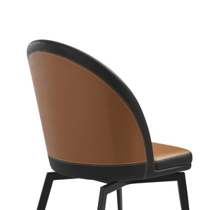 English Elm Abel Swivel Faux Leather Dining Chair Set Contoured Back Industrial Modern Style B2736P464804